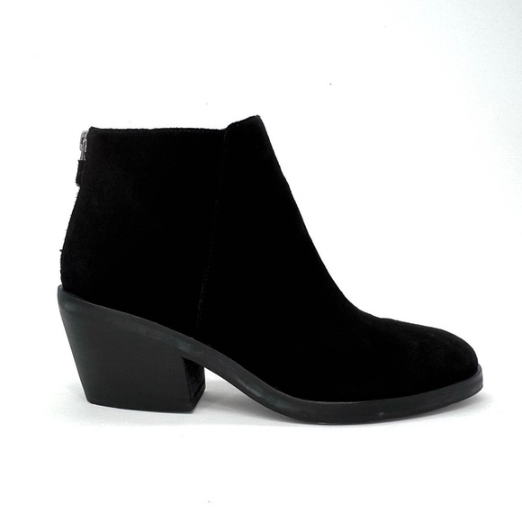 Eileen Fisher Rove Ankle Boots Black Suede Size 8.5 Block-Heel Zip Booties EUC - Picture 4 of 13